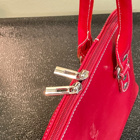 Vera Pelle Made in Italy Candy Apple Red Genuine Leather Purse Handbag - Picture 10 of 16